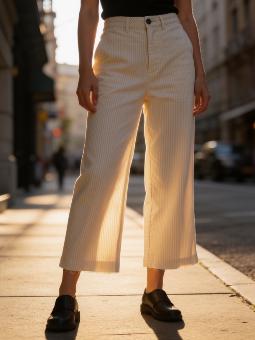NWOT Rolla’s Cream/Tan Striped Wide-Leg Pants Size 27